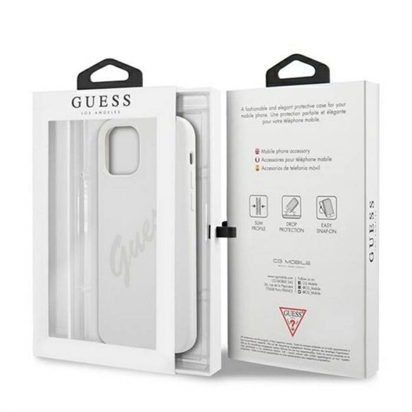 Husă din spate din silicon lichid pentru Apple iPhone 12 Pro Max GUESS GUHCP12LLSVSCR - albă