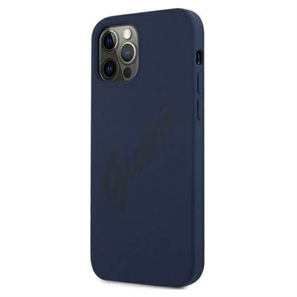 Husă din spate din silicon lichid pentru Apple iPhone 12 Pro Max GUESS GUHCP12LLSVSBL - Albastru