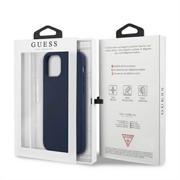 Husă din spate din silicon lichid pentru Apple iPhone 12 Pro Max GUESS GUHCP12LLSVSBL - Albastru