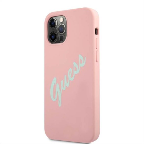 Husă din spate din silicon lichid pentru Apple iPhone 12 Pro Max GUESS GUHCP12LLSVSPG - roz