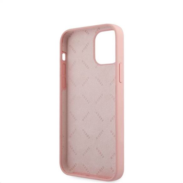 Husă din spate din silicon lichid pentru Apple iPhone 12 Pro Max GUESS GUHCP12LLSVSPG - roz
