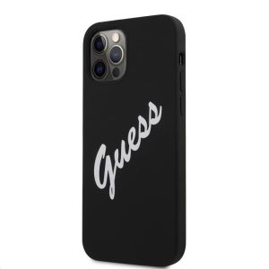Husă din spate din silicon lichid pentru Apple iPhone 12 Pro Max GUESS GUHCP12LLSVSBW - neagră