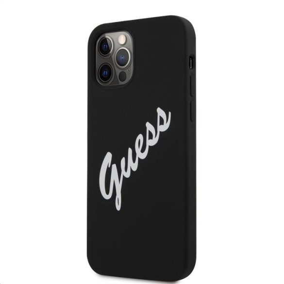 Husă din spate din silicon lichid pentru Apple iPhone 12 Pro Max GUESS GUHCP12LLSVSBW - neagră