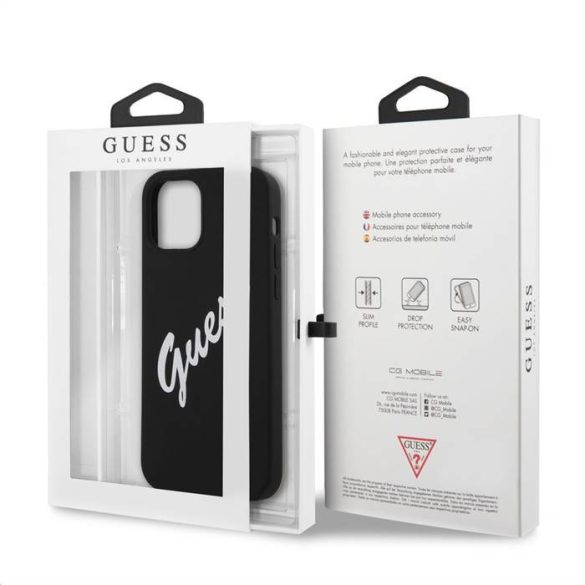 Husă din spate din silicon lichid pentru Apple iPhone 12 Pro Max GUESS GUHCP12LLSVSBW - neagră