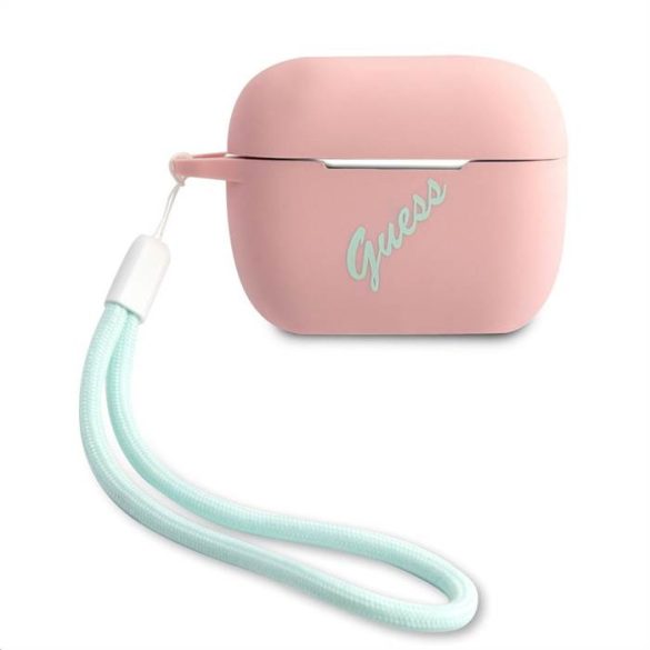 Suport Apple Airpods Pro GUESS GUACAPLSVSPG din silicon lichid - roz