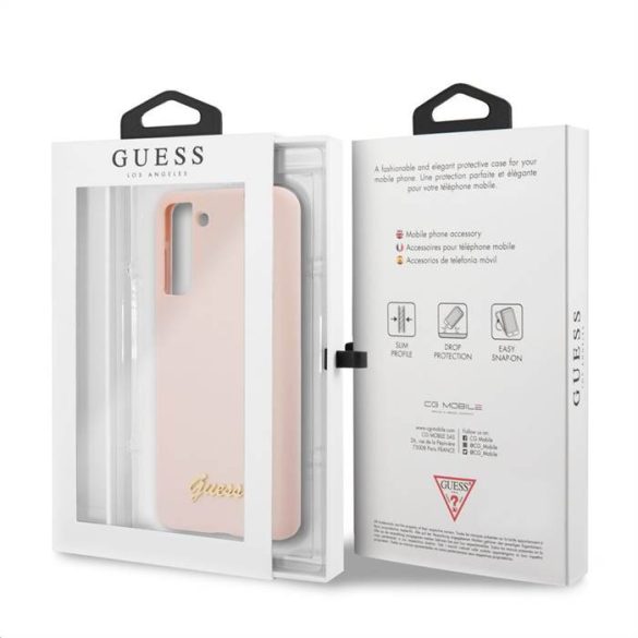 Husă spate din silicon lichid GUESS GUHCS21MLSLMGLP pentru Samsung S21 Plus - roz