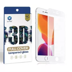   Film de sticlă cu acoperire completă 3D HD pentru Apple iPhone 7/8 Plus Lito - alb