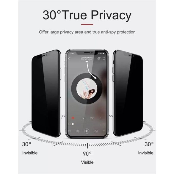 Samsung A30/A30S/A40S/A50/A50S 2019 Lito D+ 2.5D Full Privacy Folie sticlă - Negru
