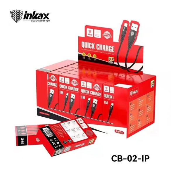 Cablu de date INKAX CB-02 20 bucăți 2.1A Lightning 1M - negru