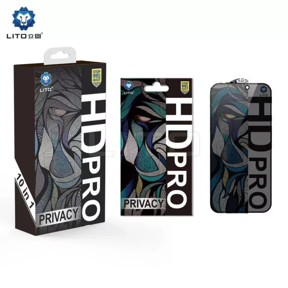 Apple iPhone 17 Pro Max Lito HD Pro ESD Privacy 2.5D Full Glass Film - Negru