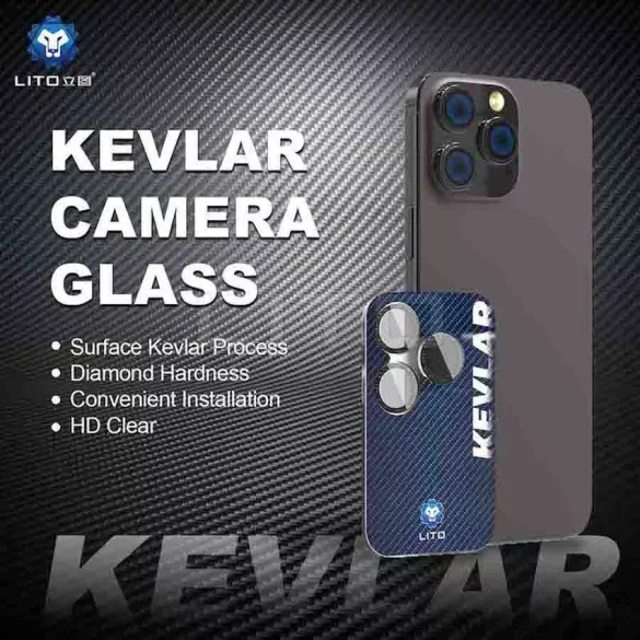 Apple iPhone 16 Pro/16 Pro Max Lito Kevlar Titanium Camera Film - Negru