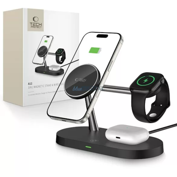 Încărcător de birou Tech-Protect A12 3in1 MagSafe - alb