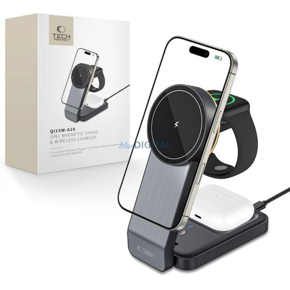 Tech-Protect QI15W-A28 3in1 MagSafe Desktop Charger - Negru