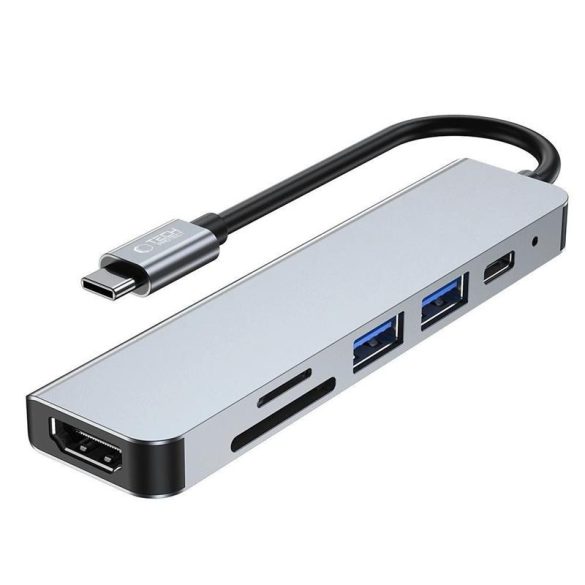 Tech-Protect V4 6in1 USB-C - USB-A 3.0 / USB-A 2.0 / USB-C / HDMI / micro SD / TF / SD Card Reader HUB Adapter - Graphite