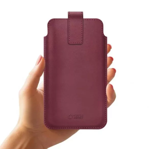 HUSĂ! - Tech-Protect SM65 Universal Pull-on Holster din piele dimensiune 6.0-6.9 inch - Bordeaux