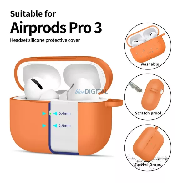 Husă din silicon Tech-Protect Apple AirPods Pro 3 - portocaliu