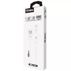Cablu de date INKAX CK-35 2in1 Lightning+Micro USB 1M - Alb
