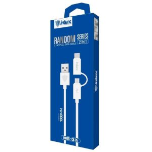 Cablu de date INKAX CK-35 2in1 USB Type-C+Micro USB 1M - Alb