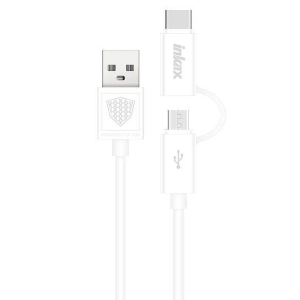 Cablu de date INKAX CK-35 2in1 USB Type-C+Micro USB 1M - Alb