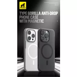   HUSĂ! - Apple iPhone 15 Pro Max TG Frosted Anti-Drop Magsafe Back Cover - Gri