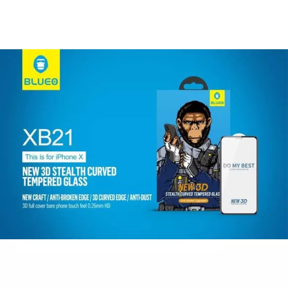 Apple iPhone 7/8/SE 2020 Blueo Noua peliculă de sticlă curbată 3D HD Stealth - negru