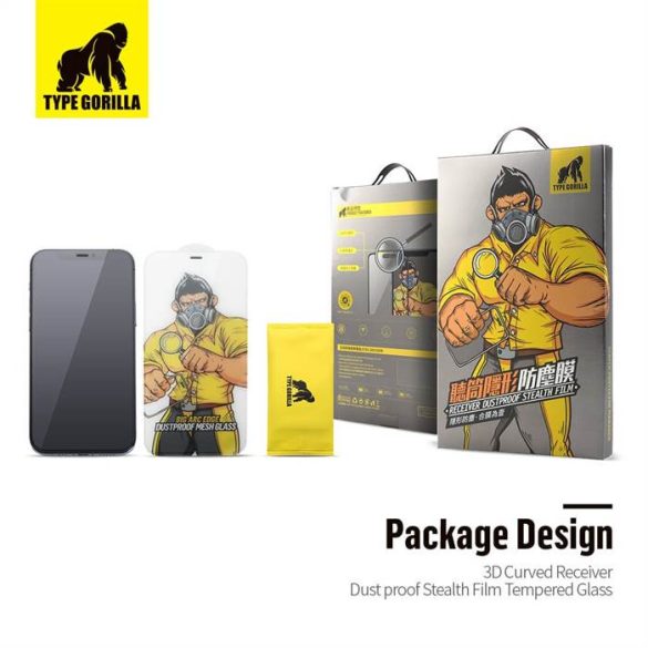 Receptor Apple iPhone 12 Pro Max TG Film de sticlă complet din mătase 2.5D rezistent la praf - negru