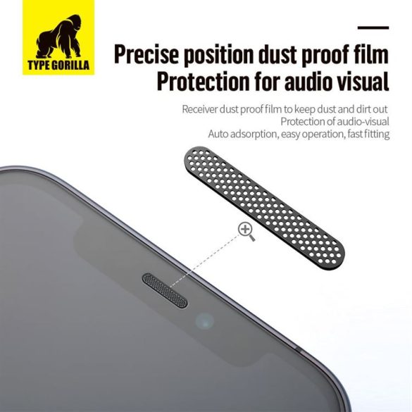 Apple iPhone 13/13 Pro TG Receiver Dustproof 2.5D Silk Full  Folie sticlă - Negru