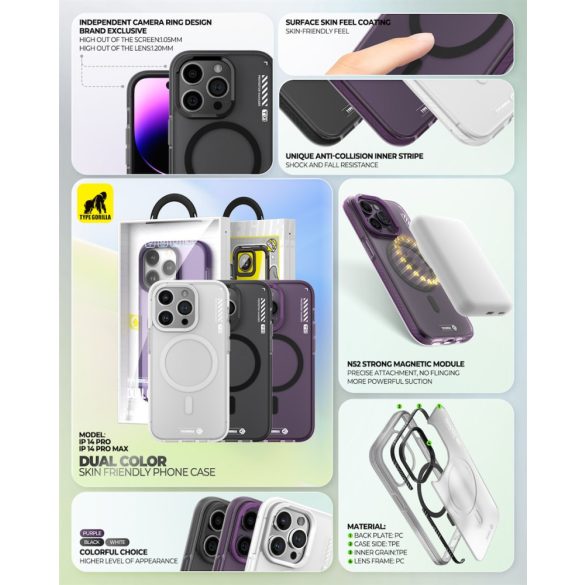 Husa din spate Apple iPhone 14 Pro TG Dual Color Skin Magsafe - Husa violet