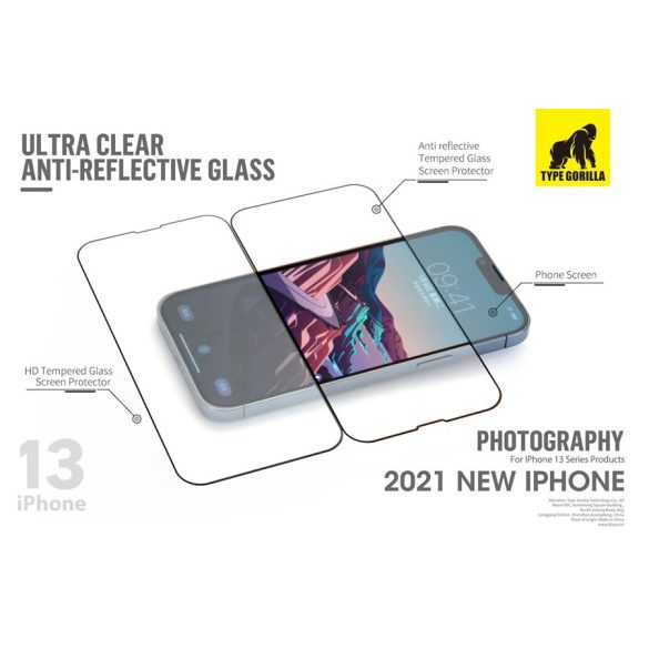 Apple iPhone 13/13 Pro/14 TG Film de sticlă 2.5D antireflex pentru aplicator anti-praf - negru