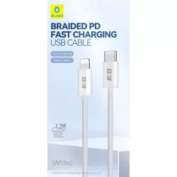   Tip Gorilla Braided PD Lightning 30W 1.2M Cablu de date - Alb
