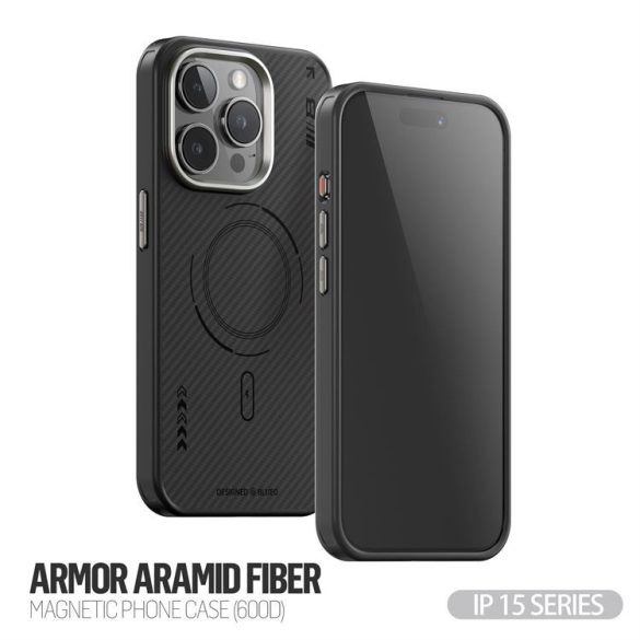 HUSĂ! - Apple iPhone 14 Pro Blueo Armor Aramid Fiber (600D) Magsafe Husă spate - Negru