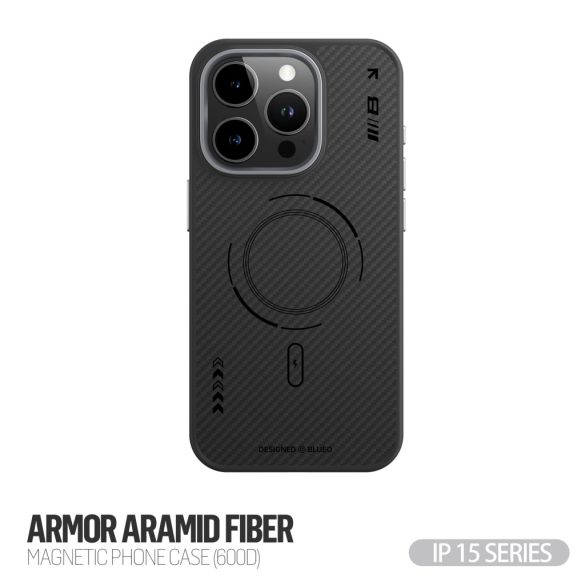 Apple iPhone 15 Pro Blueo Armor Aramid Fiber (600D) Magsafe Husă spate - Negru