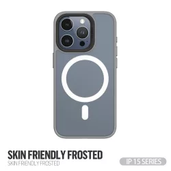   HUSĂ! - Husă din spate Apple iPhone 15 Plus TG, prietenoasă cu pielea, Drop Magsafe - gri