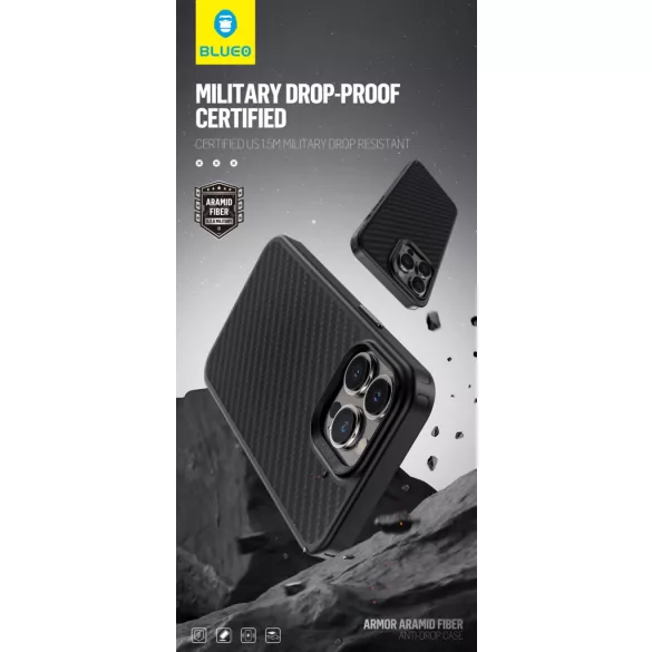 HUSĂ! - Husă din Fibră Aramidă Samsung S23 Ultra Blueo Armor - Negru