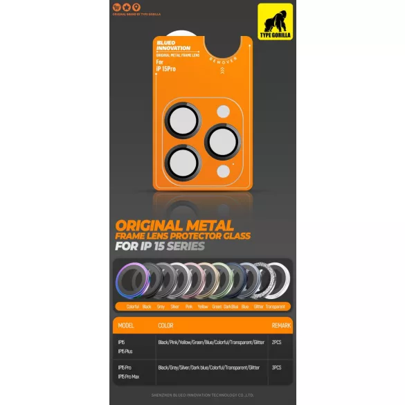 Apple iPhone 16e TG Original Metal 3D Camera Film - Negru