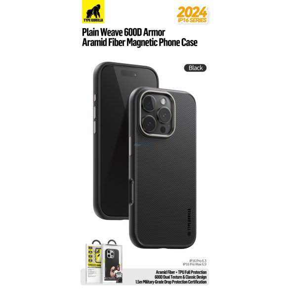 HUSĂ! - Apple iPhone 17 Air TG Aramid Fiber (600D) Magsafe Back Cover - Aur