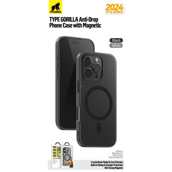 HUSĂ! - Apple iPhone 17 Air TG Frosted Anti-Drop Magsafe Back Cover - Negru