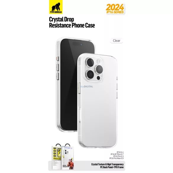 HUSĂ! - Apple iPhone 17 Air TG Crystal Anti-Drop Back Cover - Transparent