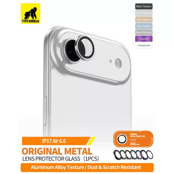 Apple iPhone 17 Air TG Original Metal 3D Camera Film - Silver Diamond