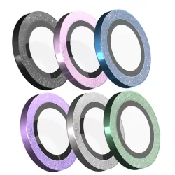   Apple iPhone 14/14 Plus Devia Peak Glitter 3D Metal Camera Film de protecție din sticlă - Albastru