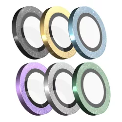   Apple iPhone 14 Pro/14 Pro Max Devia Peak Glitter Film de protecție din sticlă pentru cameră metalică 3D - verde