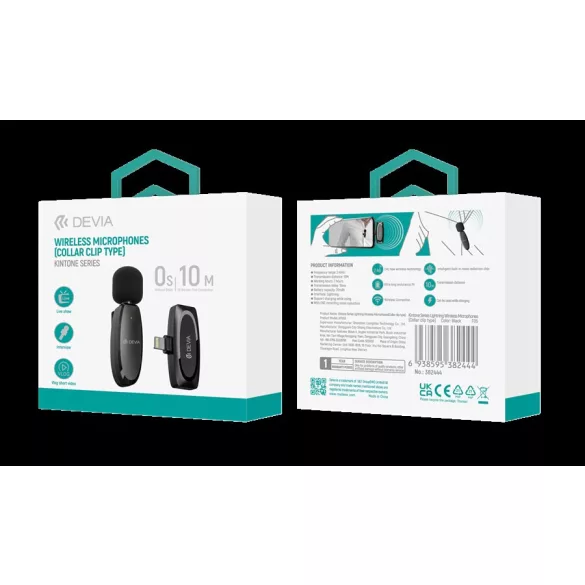 DEVIA AP003 Microfon audio wireless Kintone Lightning - negru