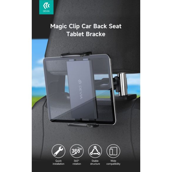 Devia ES077 Magic Clip Suport pentru mașină Suport pentru scaun și tabletă - negru