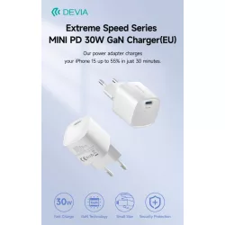   Încărcător de rețea Devia RLC-545 Extrem Speed ​​​​Mini PD 30W GaN - alb
