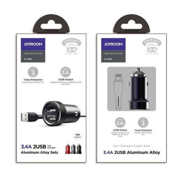 Încărcător de mașină Joyroom C-A02 Wise 3.4A 2xUSB - negru