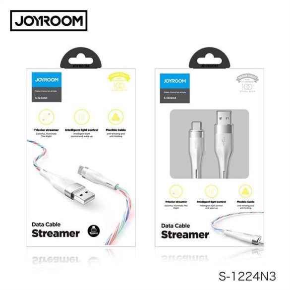 Joyroom S-1224N3 Streamer USB Type-C 1.2M cablu de date - alb