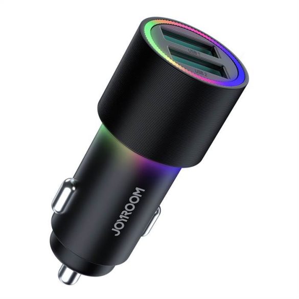 Încărcător auto Joyroom JR-CL10 2xUSB 4,8A RGB LED - Negru