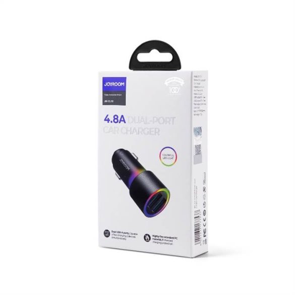 Încărcător auto Joyroom JR-CL10 2xUSB 4,8A RGB LED - Negru