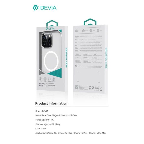 Apple iPhone 16 Devia Pure Magsafe Shockproof Back Cover - Transparent