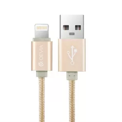 Cablu de date DEVIA Fashion Lightning MFI 1.2M - Aur roz